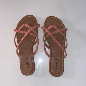 Rue21 Peach Sandals with Braided Straps.